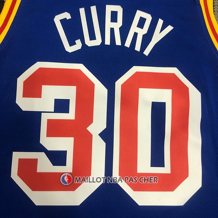 Maillot Golden State Warriors Stephen Curry NO 30 75th Anniversary Bleu